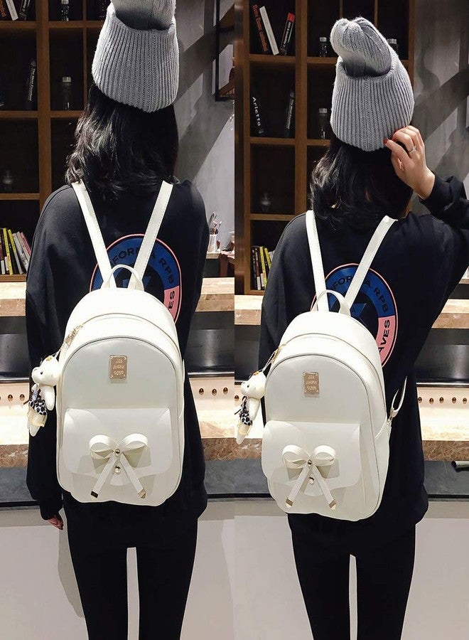 K.E.J. Cute Mini Backpack Bowknot Leather Backpack 3-PCS Small Backpack Purse for Women - Image 2