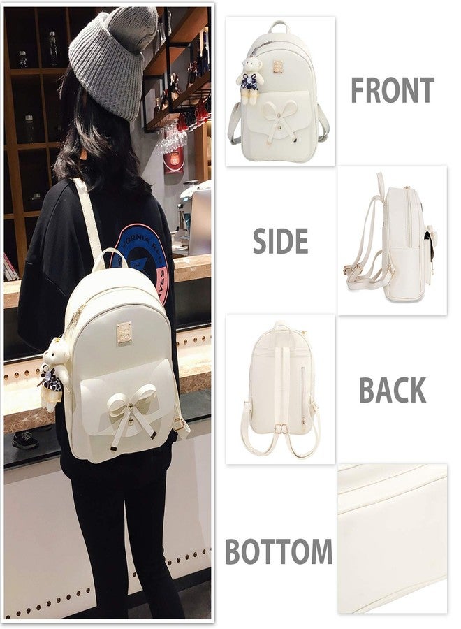 K.E.J. Cute Mini Backpack Bowknot Leather Backpack 3-PCS Small Backpack Purse for Women - Image 3