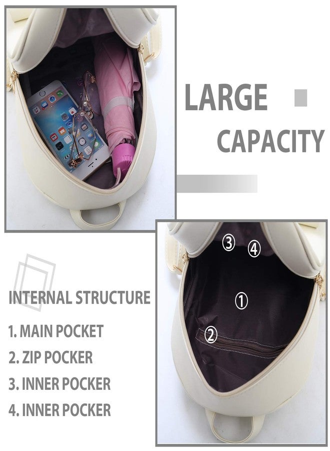 K.E.J. Cute Mini Backpack Bowknot Leather Backpack 3-PCS Small Backpack Purse for Women - Image 4