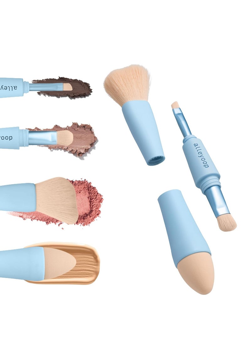 ALLEYOOP Alleyoop Multi-Tasker 4-in-1 Makeup Brush - All-in-One Multi-Tasking Blending Sponge, Eyeshadow, Eyebrow & Liner, Blush & Bronzer Brush - On-the-Go Makeup Applicator Tool - Vegan & Travel-Friendly  - Image 1