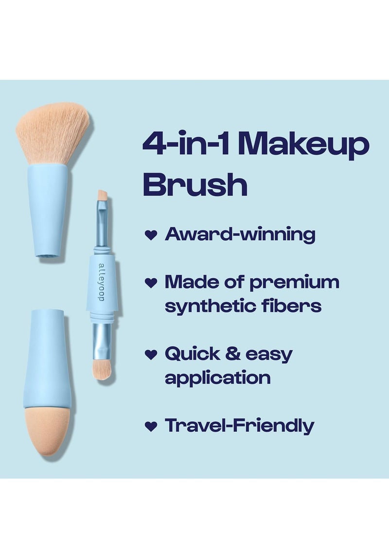 ALLEYOOP Alleyoop Multi-Tasker 4-in-1 Makeup Brush - All-in-One Multi-Tasking Blending Sponge, Eyeshadow, Eyebrow & Liner, Blush & Bronzer Brush - On-the-Go Makeup Applicator Tool - Vegan & Travel-Friendly  - Image 3