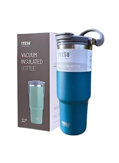 TYESO 30 oz Tumbler with Handle and Straw Lid, Insulated Stainless Steel Double Walled Vacuum Water Bottle for Office, Home, Sport or Car, Travel Mug (Blue)  - Image 1