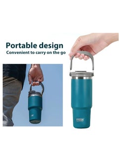 TYESO 30 oz Tumbler with Handle and Straw Lid, Insulated Stainless Steel Double Walled Vacuum Water Bottle for Office, Home, Sport or Car, Travel Mug (Blue)  - Image 5