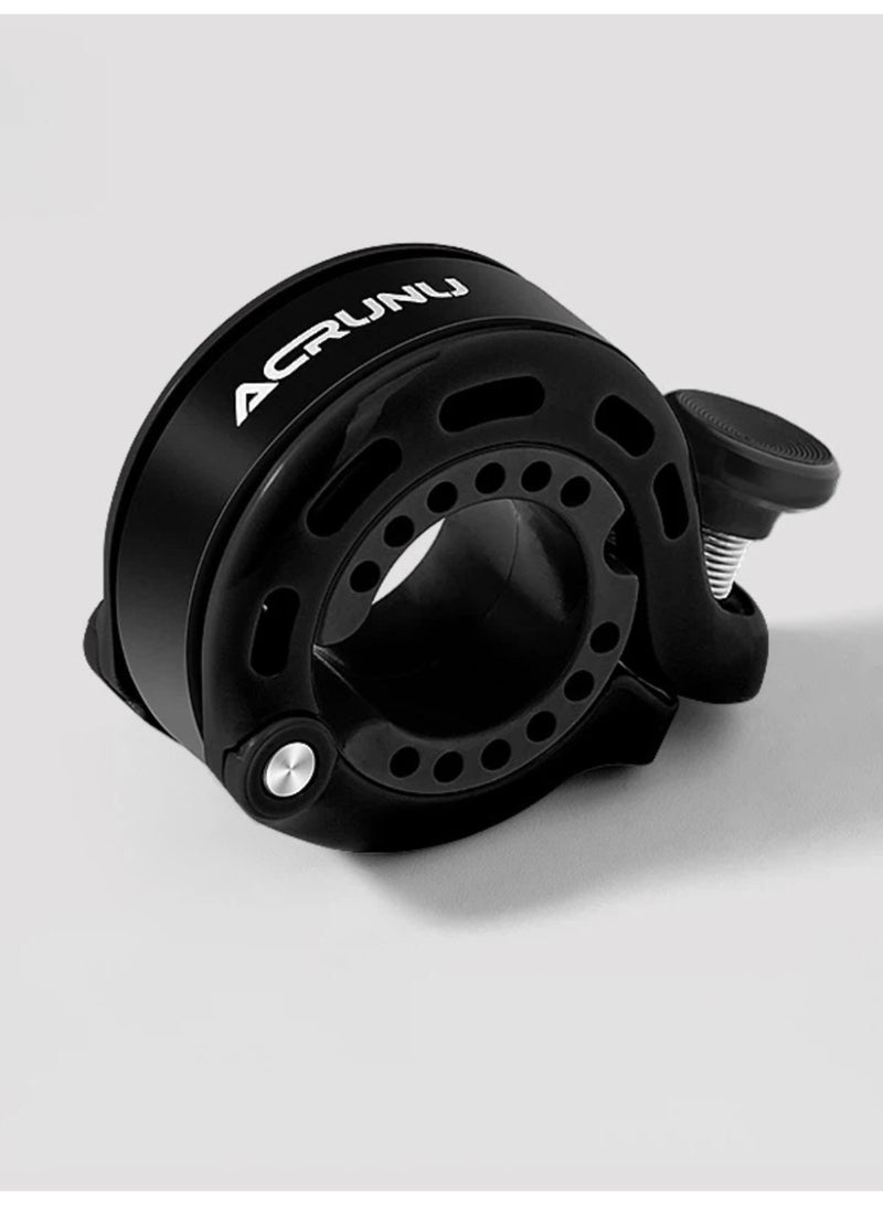 ACRUNU Black Aluminum Bicycle Bell – Fits 22.2-31.8mm Handlebar, 110dB, 38g, Stainless Steel Spring - Image 1