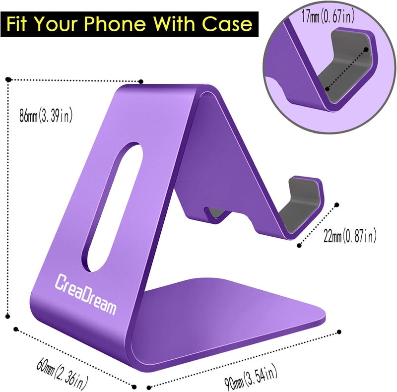 CreaDream Cell Phone Stand, Cradle, Holder,Aluminum Desktop Stand Compatible with Switch, All Smart Phone, iPhone 11 Pro Xs Max Xr X Se 8 7 6 6s Plus SE 5 5s-Dark Purple - Image 5