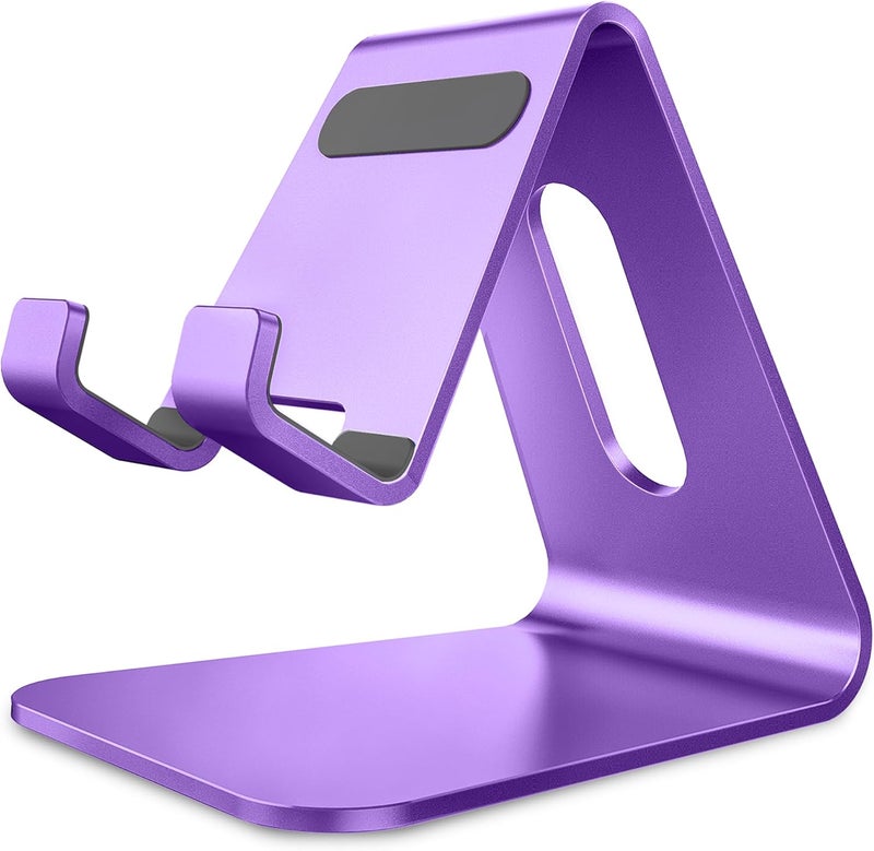 CreaDream Cell Phone Stand, Cradle, Holder,Aluminum Desktop Stand Compatible with Switch, All Smart Phone, iPhone 11 Pro Xs Max Xr X Se 8 7 6 6s Plus SE 5 5s-Dark Purple - Image 1