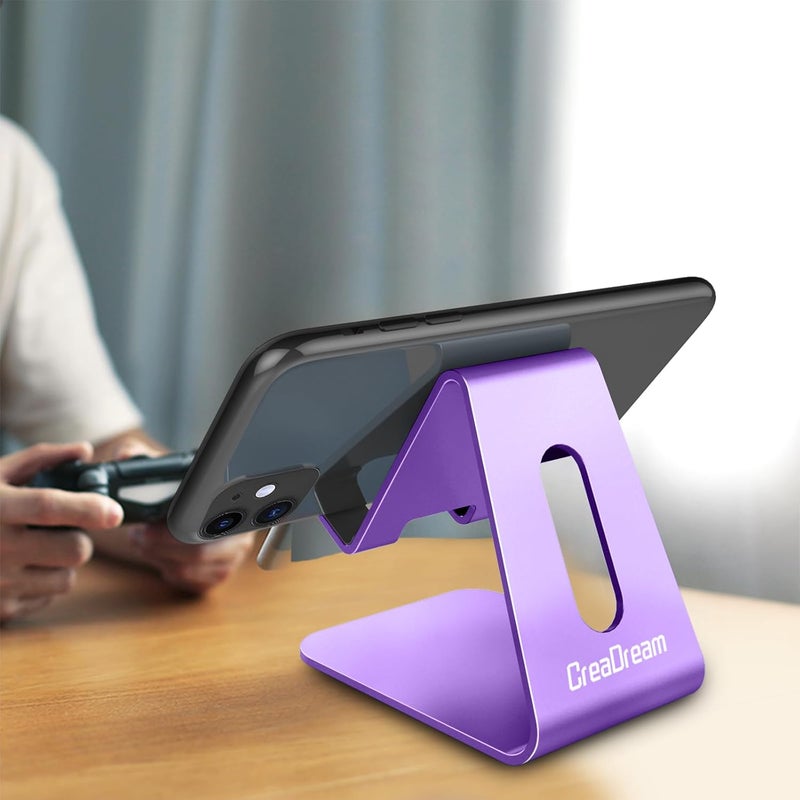CreaDream Cell Phone Stand, Cradle, Holder,Aluminum Desktop Stand Compatible with Switch, All Smart Phone, iPhone 11 Pro Xs Max Xr X Se 8 7 6 6s Plus SE 5 5s-Dark Purple - Image 2