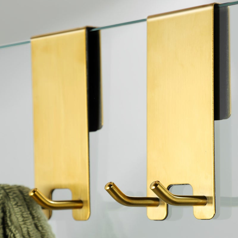 2 Pack Stainless Steel Door Hooks Anti Rust Modern Design Easy Install for Bathroom Towels Robes and Shower Accessories - Image 1