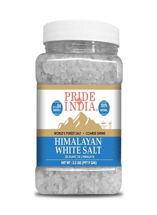 Pride of India- Himalayan White Salt Coarse Grind 2.2 lbs (997.90 gm)- Rarest & Enriched W/84+ Natural Minerals- Low Sodium- Mineral Rich Nutrition and Enhanced Taste- Healthier Table Salt Substitute - Image 1