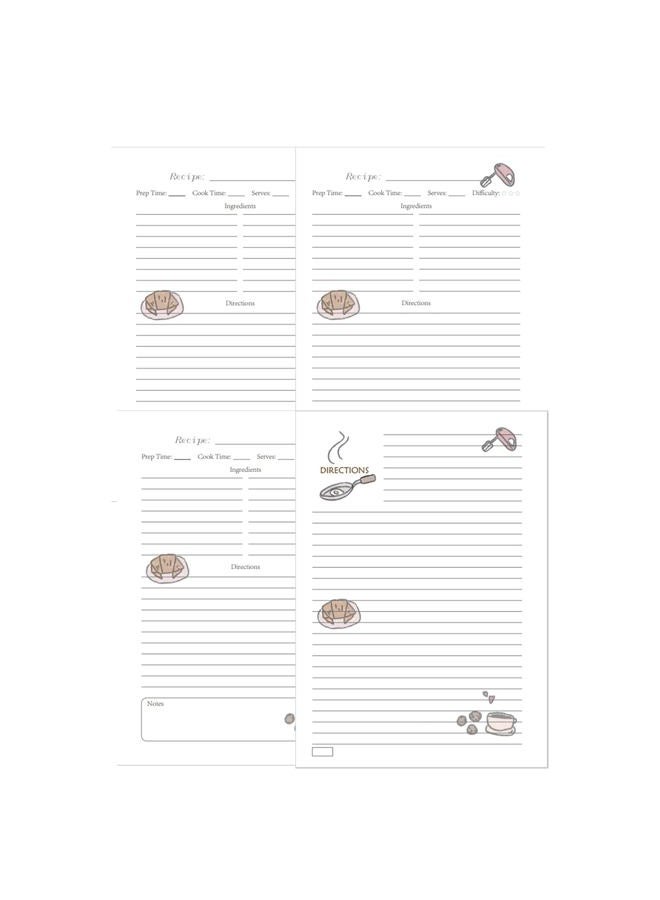 80 Sheets Blank Recipe Papers, Including 70 Long Recipes and 10 Short Recipes, 120 Grams of Heavy-duty Paper