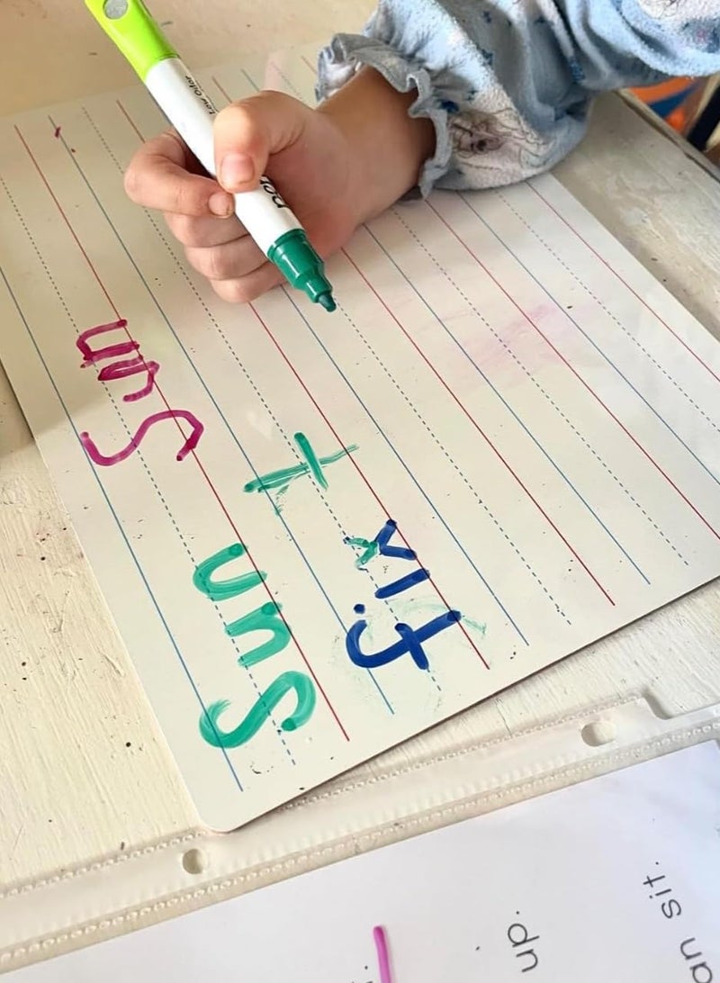 MARKQ [Pack of 10] Lined Dry Erase White Board [A4] for Kids Ruled Writing Board - Image 2