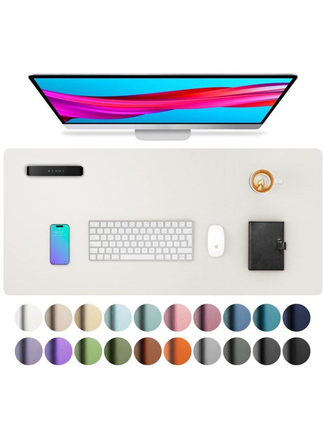 Aothia Leather Desk Pad Protector, Mouse Pad, Office Desk Mat, Non-Slip PU Leather Desk Blotter, Laptop Desk Pad, Waterproof Desk Writing Pad for Office and Home (Off-White,31.5" x 15.7") - Image 1