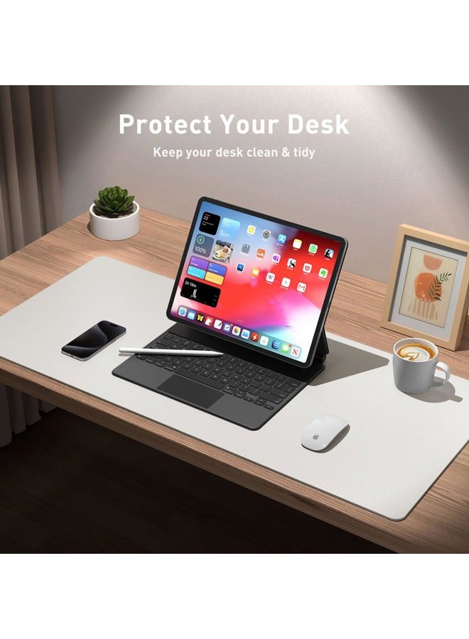 Aothia Leather Desk Pad Protector, Mouse Pad, Office Desk Mat, Non-Slip PU Leather Desk Blotter, Laptop Desk Pad, Waterproof Desk Writing Pad for Office and Home (Off-White,31.5" x 15.7") - Image 3