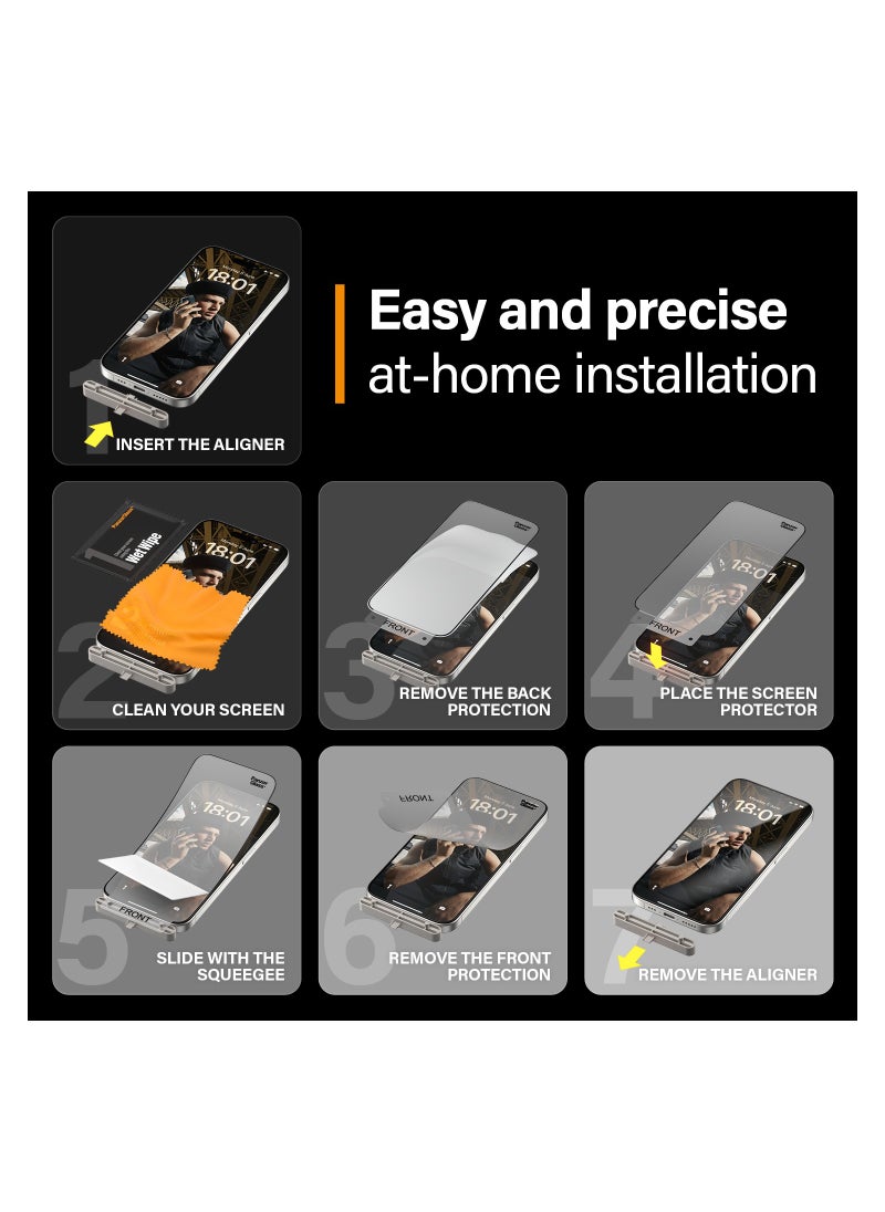 PanzerGlass - PanzerGlass™ Eco-Friendly Matrix Screen Protector for Apple iPhone 15 Pro - Protect, Prolong and Make a Difference - with mounting aid for easy installation - Image 1