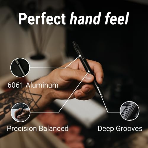 Everyman Grafton Full Click Refillable 0.7mm Gel Ink Pen, Black | Sleek Anodized Aluminum EDC Pen with Deep Grooved Grip | Smooth Writing Pocket Pen for Office, Travel, Gifting & Daily Use - Image 2
