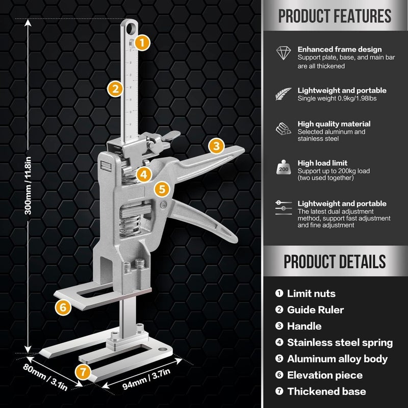 MEETOZ Labor Saving Arm Tool Jack 2 Pack, Multi-Function Height Adjustment Lifting Device That Can Support Slow & Speed Down,Suitable for Installing Cabinets,Flooring & Windows,Load 880LBS - Image 2