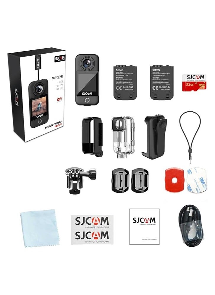 SJCAM SJCAM C300 Pocket Action Camera,4K Body Camera, Stabilization, Waterproof, Touch Screen, Small Wearable, Mini POV Camera, Removable Dual Battery, with Helmet Mount Kits, Black  - Image 4