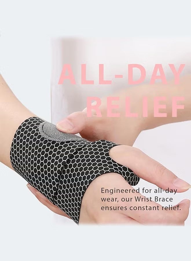 YJ Ultra-Thin Wrist Brace, Lightweight Compression Wrist Wrap Strap for Carpal Tunnel, Arthritis, Tendonitis, Sprains, Pain Relief, Adjustable Elastic Wrist Support for Workout, Sports, Tennis (Black) - Image 2