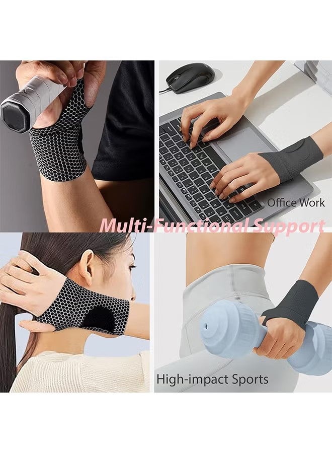 YJ Ultra-Thin Wrist Brace, Lightweight Compression Wrist Wrap Strap for Carpal Tunnel, Arthritis, Tendonitis, Sprains, Pain Relief, Adjustable Elastic Wrist Support for Workout, Sports, Tennis (Black) - Image 5