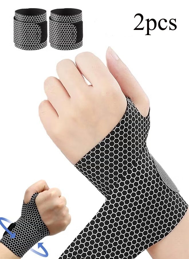 YJ Ultra-Thin Wrist Brace, Lightweight Compression Wrist Wrap Strap for Carpal Tunnel, Arthritis, Tendonitis, Sprains, Pain Relief, Adjustable Elastic Wrist Support for Workout, Sports, Tennis (Black) - Image 1