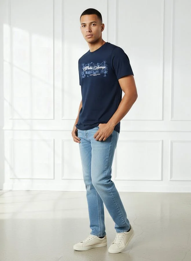 سبلاش فيڤ Men Slim Fit Crew Neck Short Sleeves Graphic Print T-shirt