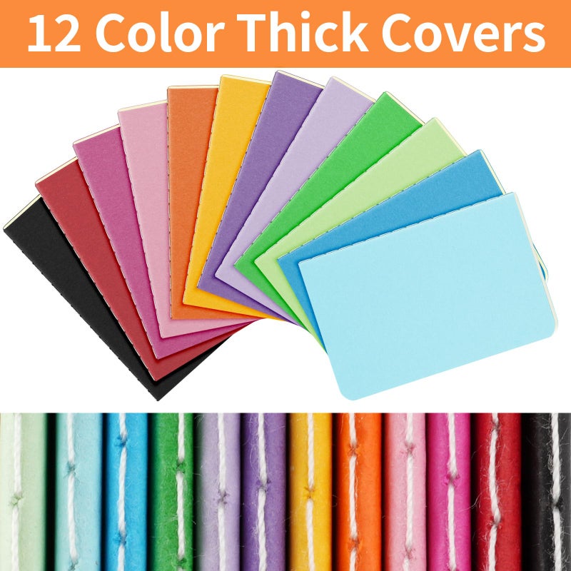 Hoiny 12 Pack Mini Pocket Notebook, 3.5 X 5.5 Inch Lined Small Journals for Kids, Colorful Cover Notepads for Traveler, Students, School Supplies, 30 Sheets/60 Pages, Memo Pad, Tiny Note Book Bulk - Image 4