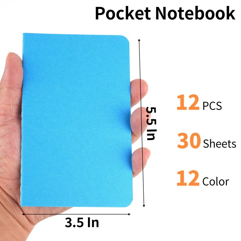 Hoiny 12 Pack Mini Pocket Notebook, 3.5 X 5.5 Inch Lined Small Journals for Kids, Colorful Cover Notepads for Traveler, Students, School Supplies, 30 Sheets/60 Pages, Memo Pad, Tiny Note Book Bulk - Image 2