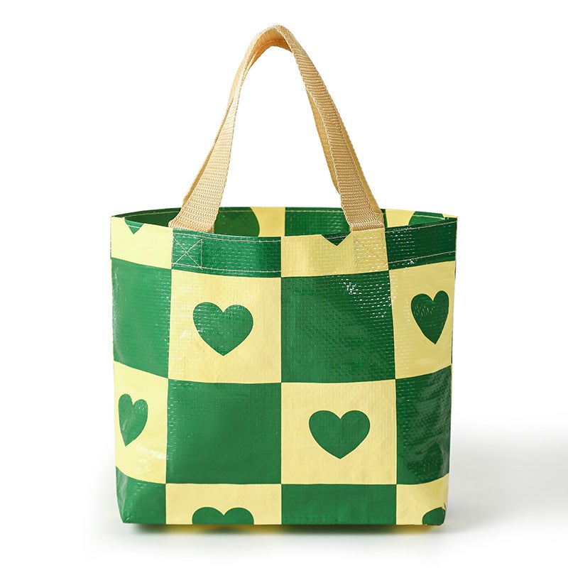 Flying Rabbit Travel Folding Shopping Bag 2023 New Portable Ins Style Imitation Woven Handbag Green love trumpet 