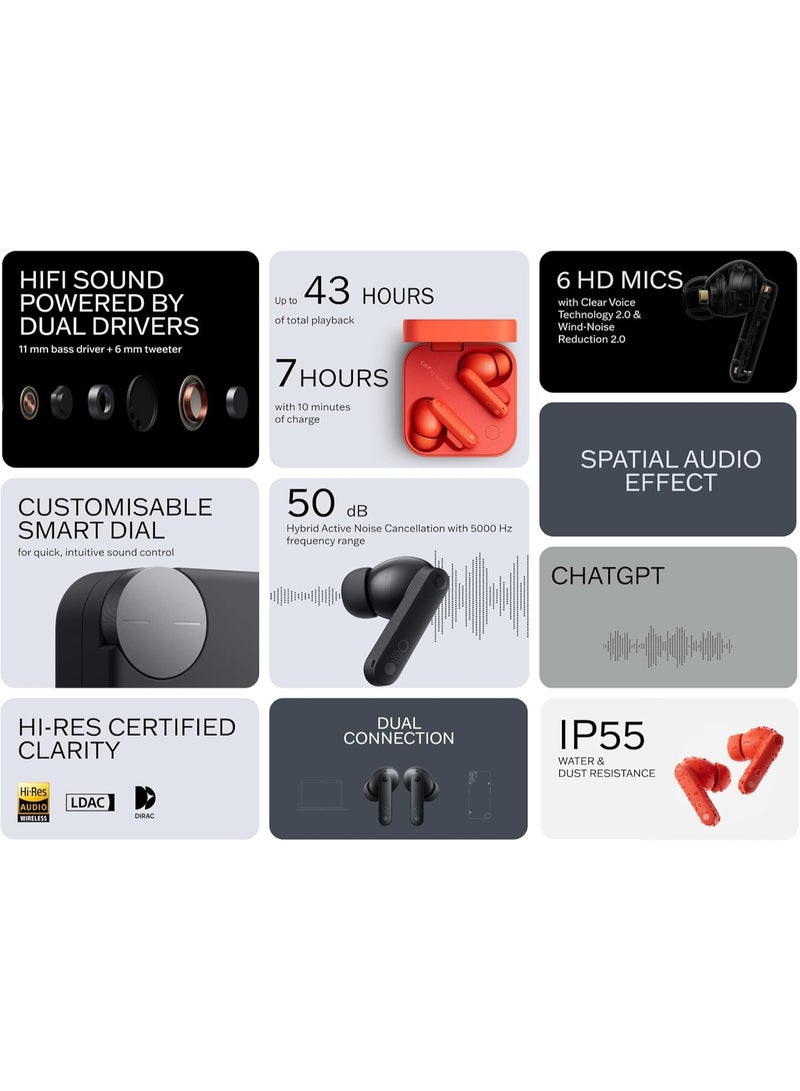 CMF by Nothing Buds Pro 2 Bluetooth Earbuds, ChatGPT Integrated, TWS with Clear Voice Technology 2.0, 50 dB Smart ANC, Up to 11 hrs Battery, Spatial Audio Effect, IP55, Blue, Middle East Version - Image 5