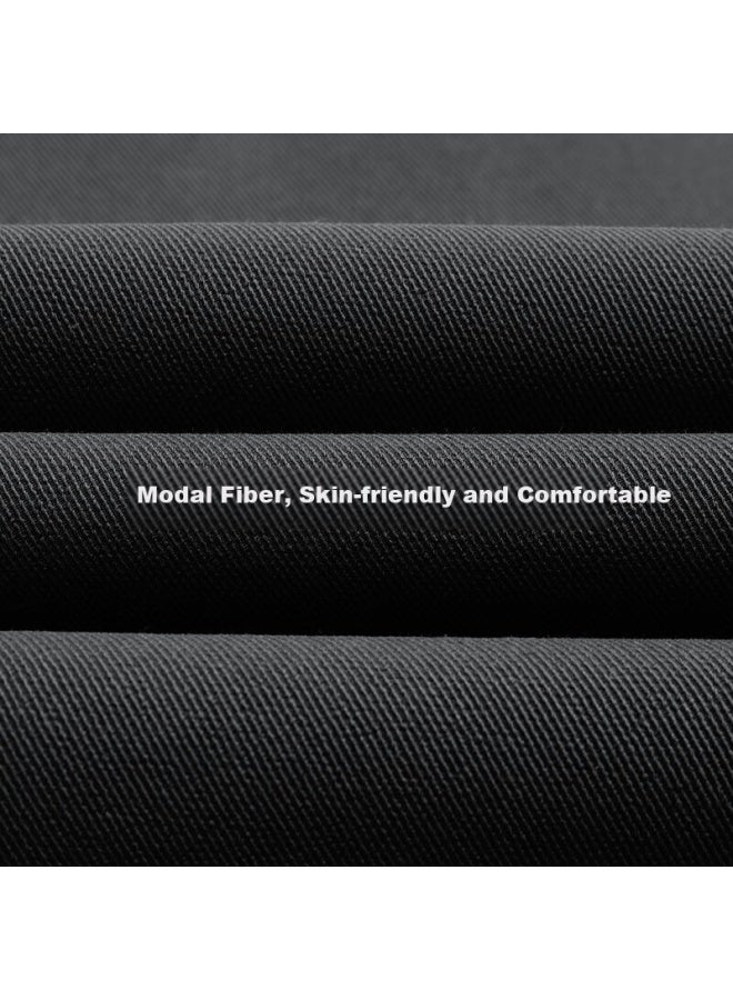 Texwood Apple Men's Casual High Elastic Modal Straight Leg Wrinkle-resistant Soft Breathable Slim Pants Dark Gray 33 - Image 4