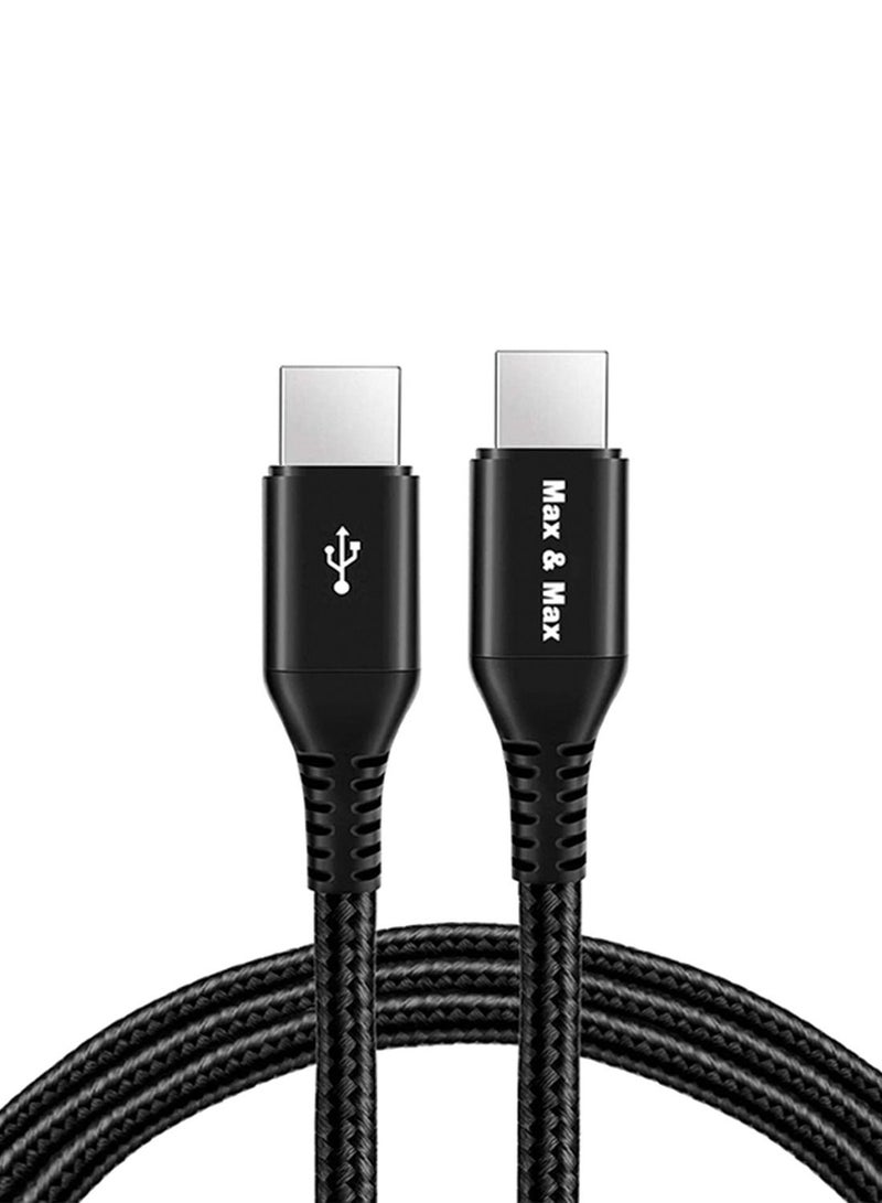 ماكس آند ماكس كابل شحن ونقل بيانات سريع من Type-C إلى Type-C PD بطول 2 متر - رأس من سبائك الألومنيوم المتين، متوافق مع MacBook Pro مقاس 14 بوصة/16 ​​بوصة، iPad Mini، Samsung S21/S22/S23 Ultra، Huawei وXiaomi - Image 1