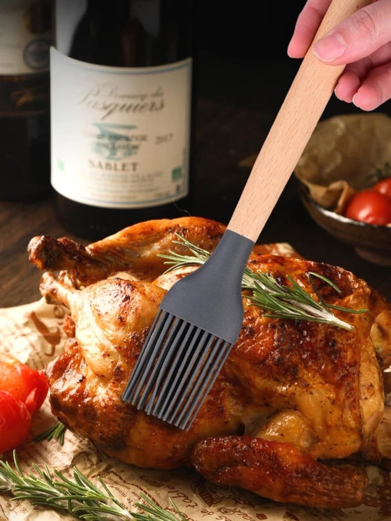 faas Silicone Wooden Spatula & Silicon Brush Set for Cooking Wooden Handle Pack of 2 (Color As per Stock Availability) - Image 2