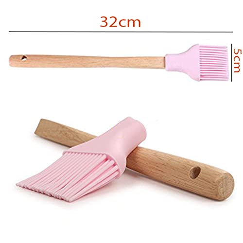 faas Silicone Wooden Spatula & Silicon Brush Set for Cooking Wooden Handle Pack of 2 (Color As per Stock Availability) - Image 3