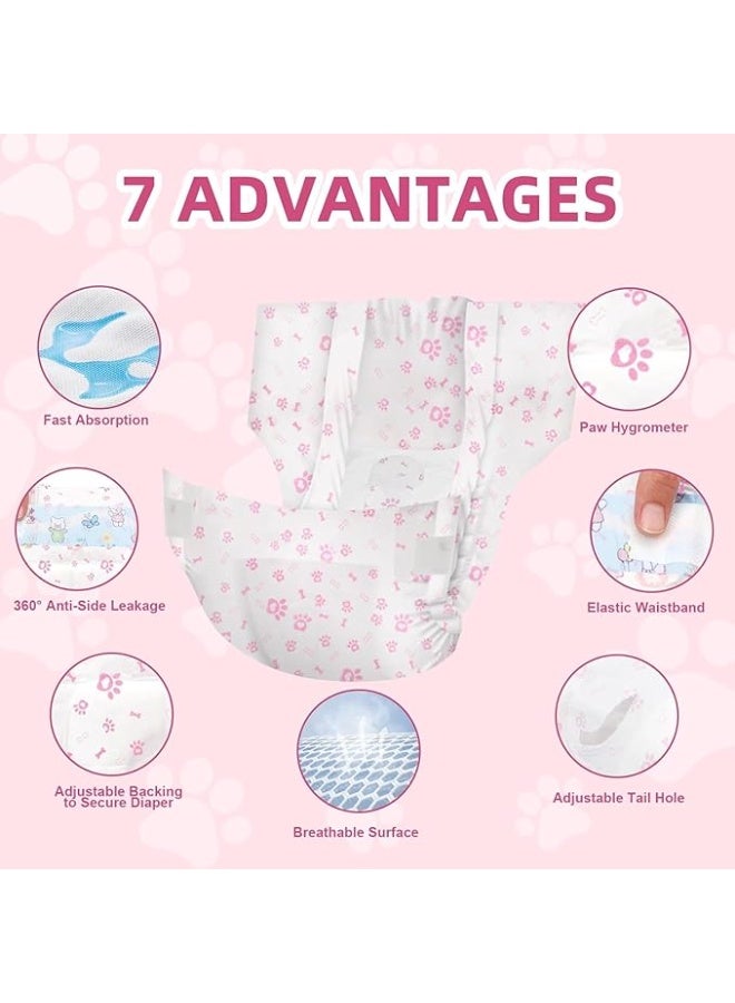 SKY-TOUCH 10 pieces Dog Nappies Female,Disposable Dog Belly Bands for Female Dog,Super Absorbent & 360°Leakage Protection,Preventing Dogs from Marking and Urinating in the Room,M size for 3-7kg,Pink - Image 3