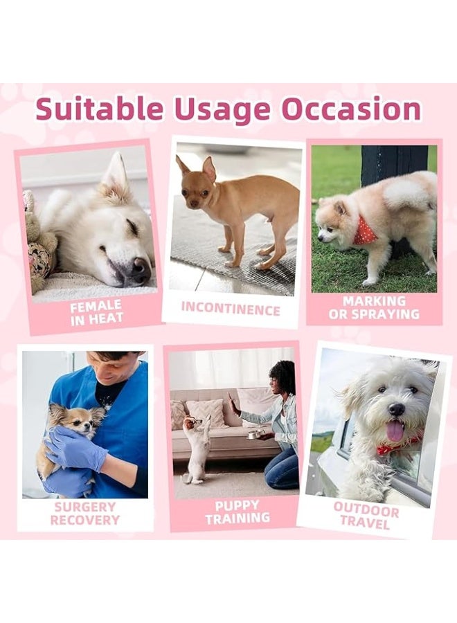 SKY-TOUCH 10 pieces Dog Nappies Female,Disposable Dog Belly Bands for Female Dog,Super Absorbent & 360°Leakage Protection,Preventing Dogs from Marking and Urinating in the Room,M size for 3-7kg,Pink - Image 5