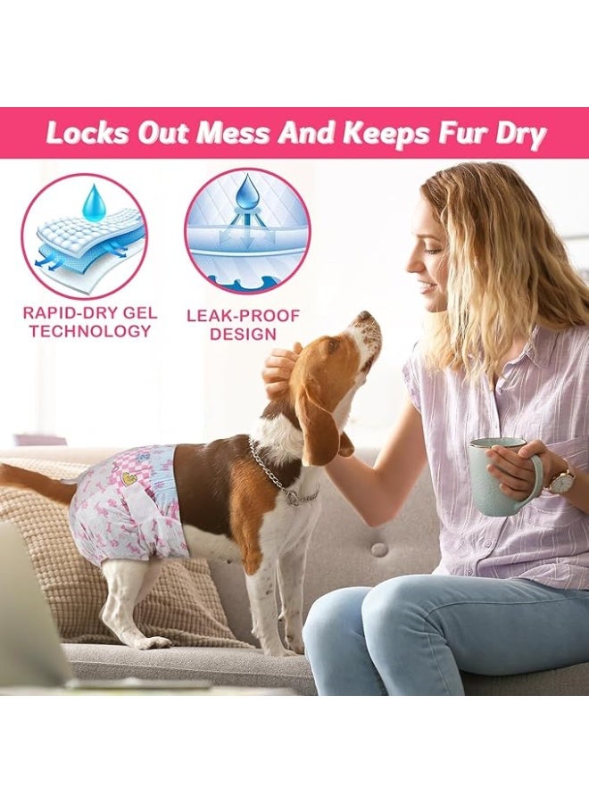 SKY-TOUCH 10 pieces Dog Nappies Female,Disposable Dog Belly Bands for Female Dog,Super Absorbent & 360°Leakage Protection,Preventing Dogs from Marking and Urinating in the Room,M size for 3-7kg,Pink - Image 4