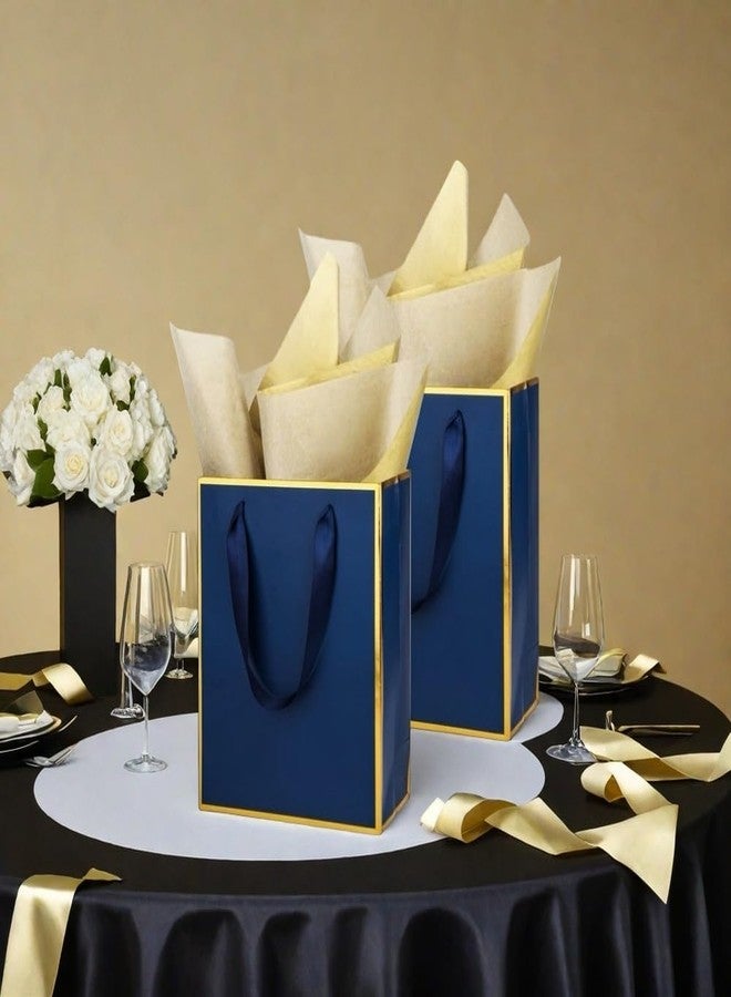 UoeRing 12 Pack Thank You Gift Bags with Handles 9.5x7.5x3.75 inch Gift Bags Medium Size Gift Bag with Tissue Paper and Card for Wedding Birthday Bridesmaid Holidays Mother's Day (Navy Blue - Image 3