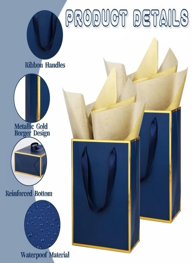 UoeRing 12 Pack Thank You Gift Bags with Handles 9.5x7.5x3.75 inch Gift Bags Medium Size Gift Bag with Tissue Paper and Card for Wedding Birthday Bridesmaid Holidays Mother's Day (Navy Blue - Image 5