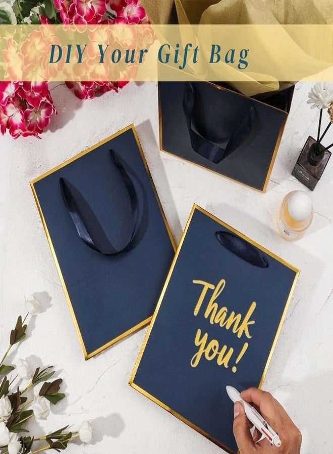 UoeRing 12 Pack Thank You Gift Bags with Handles 9.5x7.5x3.75 inch Gift Bags Medium Size Gift Bag with Tissue Paper and Card for Wedding Birthday Bridesmaid Holidays Mother's Day (Navy Blue - Image 4