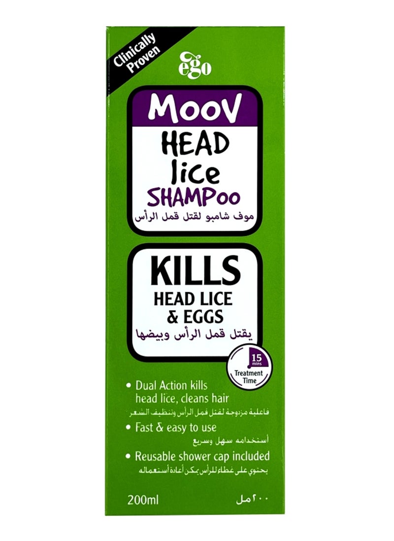 Ego Moov Head Lice Shampoo Dual Action Kills Head Lice Egg and Cleans Hair 200ml 