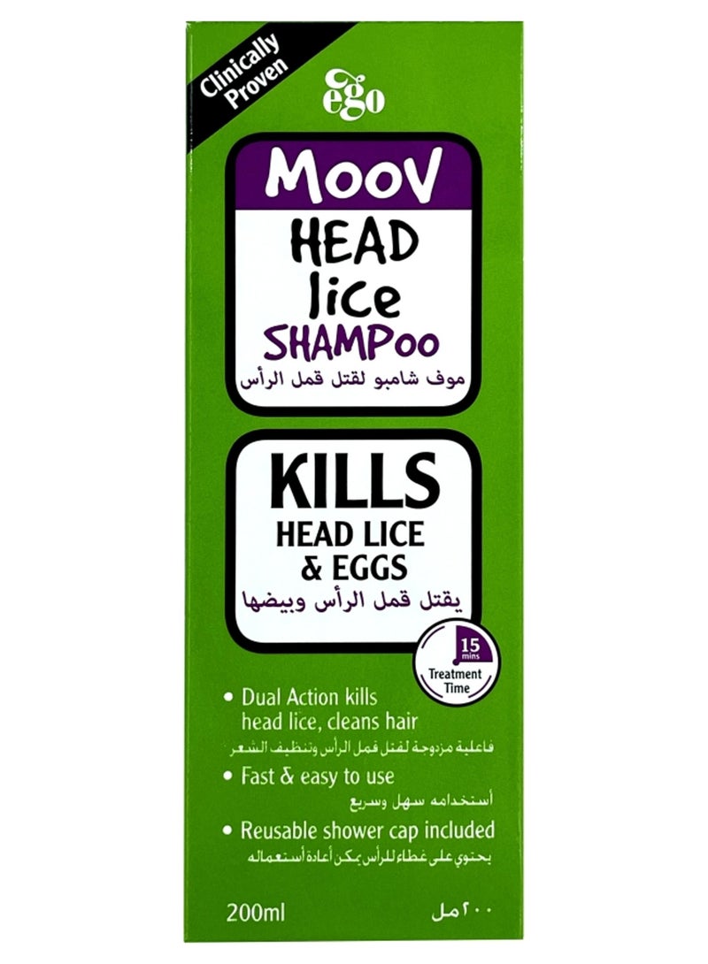 Ego Moov Head Lice Shampoo Dual Action Kills Head Lice Egg and Cleans Hair 200ml