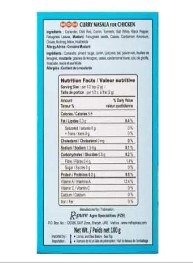 MDH #RT MDH Chicken Curry Masala 100Gm -MDH Chicken Curry Masala Spice Mix. an Easy Yet Delicious Spice Mix to Make The Nations Favourite, Chicken Curry - Image 2
