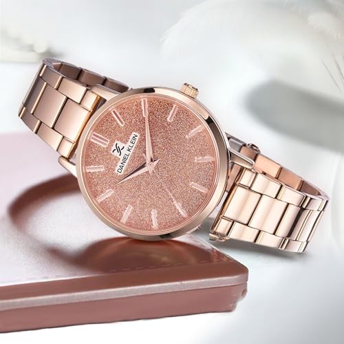 Daniel Klein Analog Glitter Rose Gold Round Dial Water-Resistant Wrist Watch for Women Girls, Ladies - DK11800-4 - Image 2