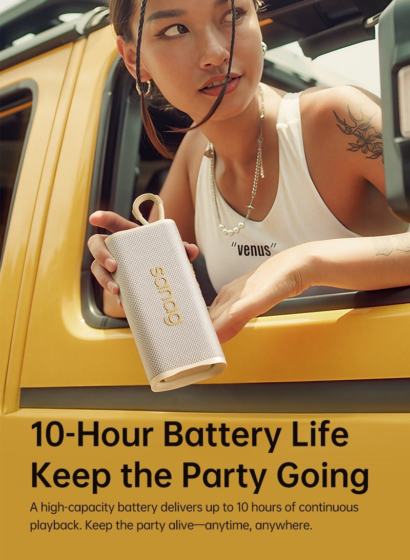 sanag M15 Portable Speaker, Dual 10W Wide Soundstage, Expert-Tuned Bass, 10-Hour All-Day Playback, IPX4 Splashproof, Bluetooth 5.3, Compact Design for Outdoor and Home, White - Image 5