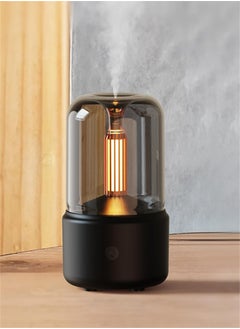 Generic Air Humidifier, Auto-Off Aromatherapy Diffuser, Portable Essential Oil Diffuser with Candle Flame, Noiseless Humidifier For Car Office Bedroom Home (Black)  - Image 1