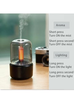 Generic Air Humidifier, Auto-Off Aromatherapy Diffuser, Portable Essential Oil Diffuser with Candle Flame, Noiseless Humidifier For Car Office Bedroom Home (Black)  - Image 2