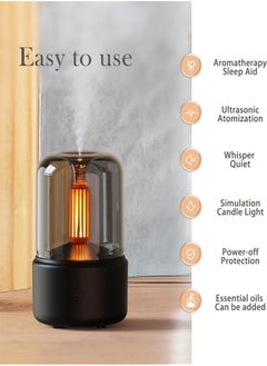 Generic Air Humidifier, Auto-Off Aromatherapy Diffuser, Portable Essential Oil Diffuser with Candle Flame, Noiseless Humidifier For Car Office Bedroom Home (Black)  - Image 3