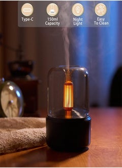 Generic Air Humidifier, Auto-Off Aromatherapy Diffuser, Portable Essential Oil Diffuser with Candle Flame, Noiseless Humidifier For Car Office Bedroom Home (Black)  - Image 4