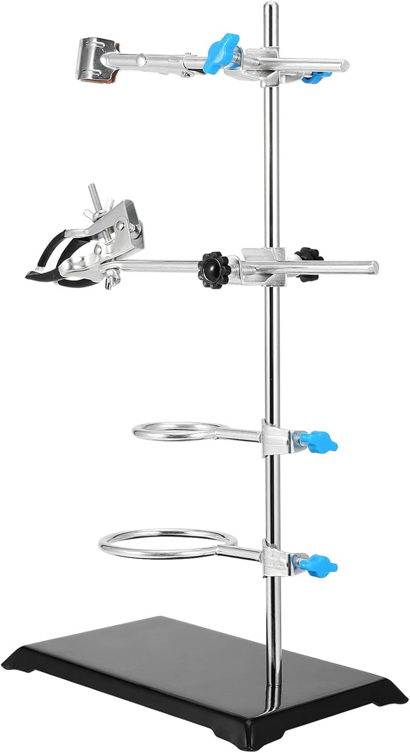 PINGEUI 2 PCS 16 Inch Lab Stand Set, Laboratory Stand Support, Lab Stand and Clamp Set with 4 Retort Rings, 2 Flask Clamp, 2 Burette Clamp for Lab, Scientific Glassware, Labware - Image 4