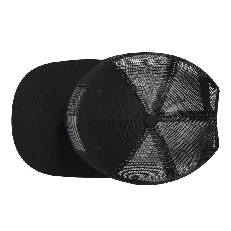 AURR American Flag Trucker Hat, Patriotic Baseball Cap for Men & Women, Breathable Mesh Adjustable Snapback, USA Flag Patch Black/Black - Image 4